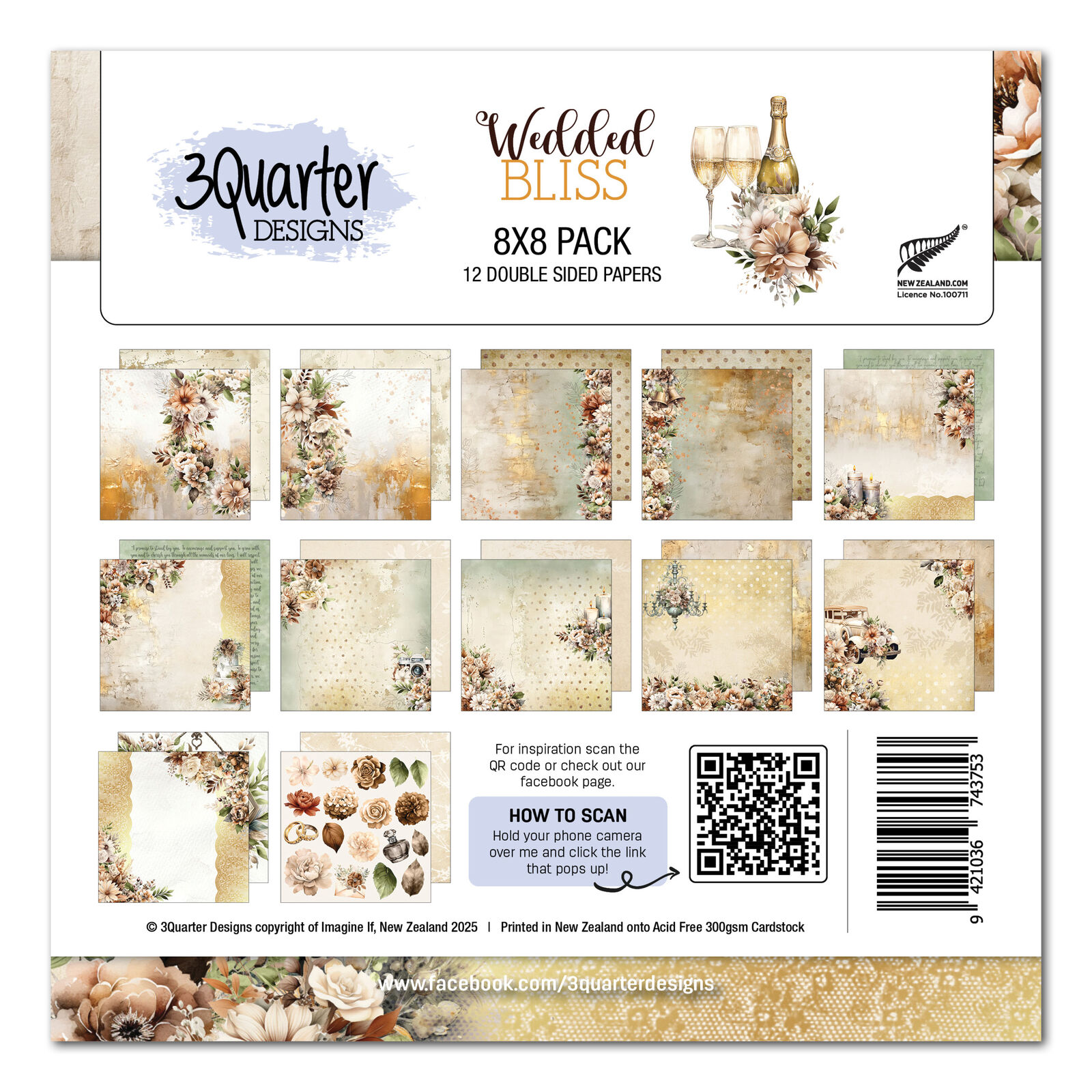 3Quarter Designs - Wedded Bliss - 8x8 Pack