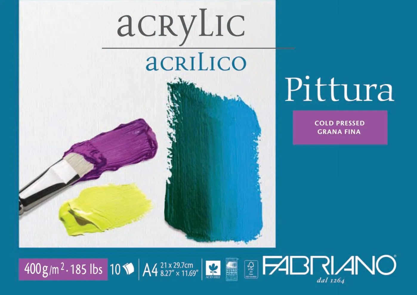 Fabriano Pittura Acrylic Pad A4 10 Sheets 400GSM