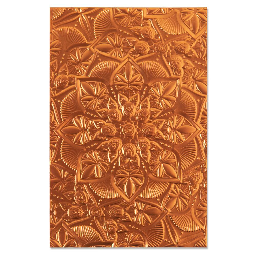Sizzix 3D Textured Impressions Embossing Folder Floral Mandala 664405