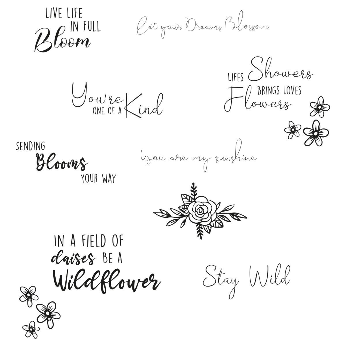 Sizzix Clear Stamps Set 10PK - Spring Bloom Sentiments by Jess Slack 666145