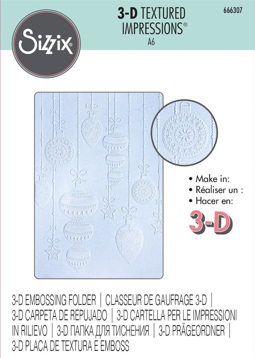 Sizzix 3-D Textured Impressions Embossing Folder Sparkly Ornaments