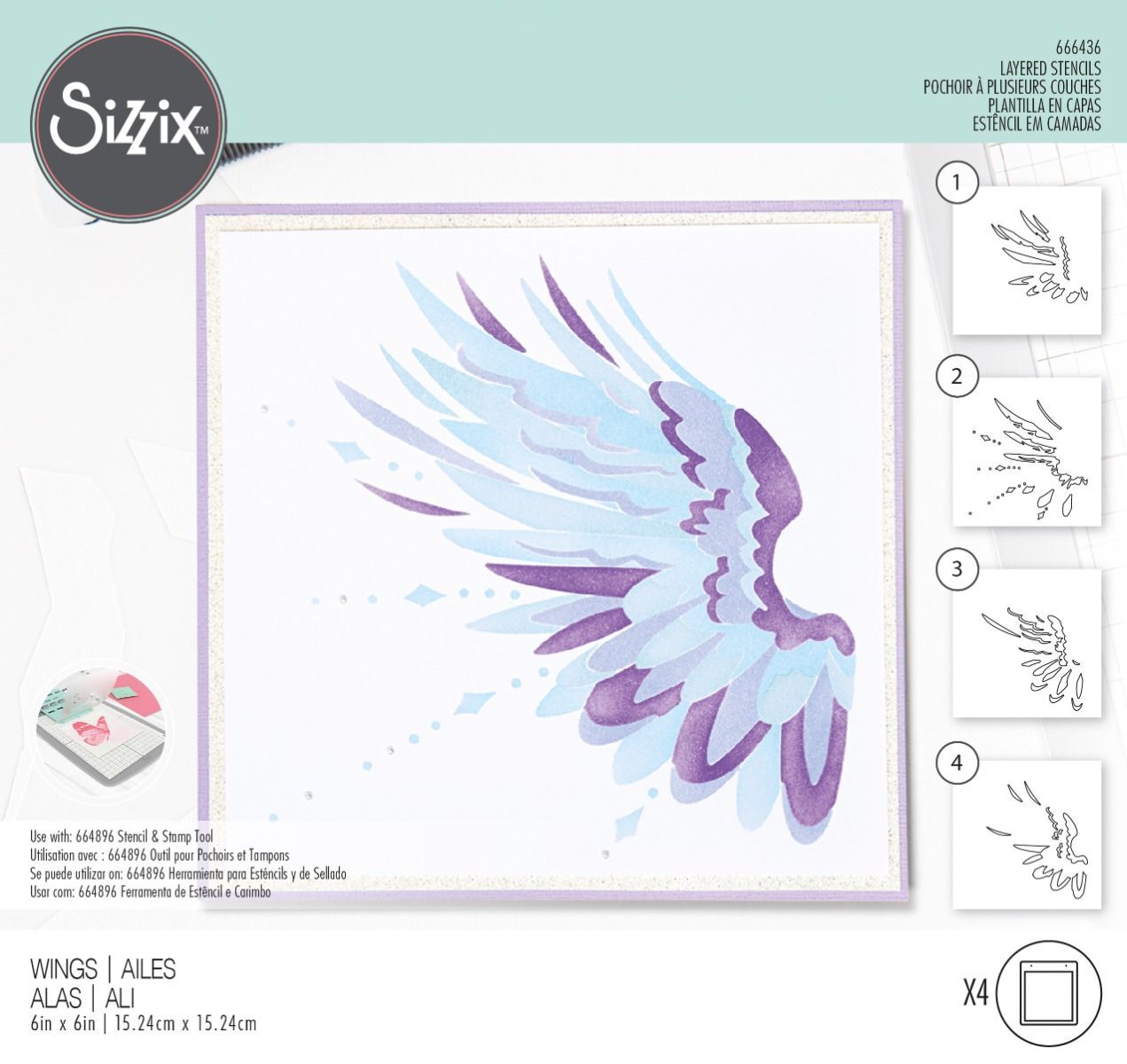 Sizzix Layered Stencils 4PK Wings