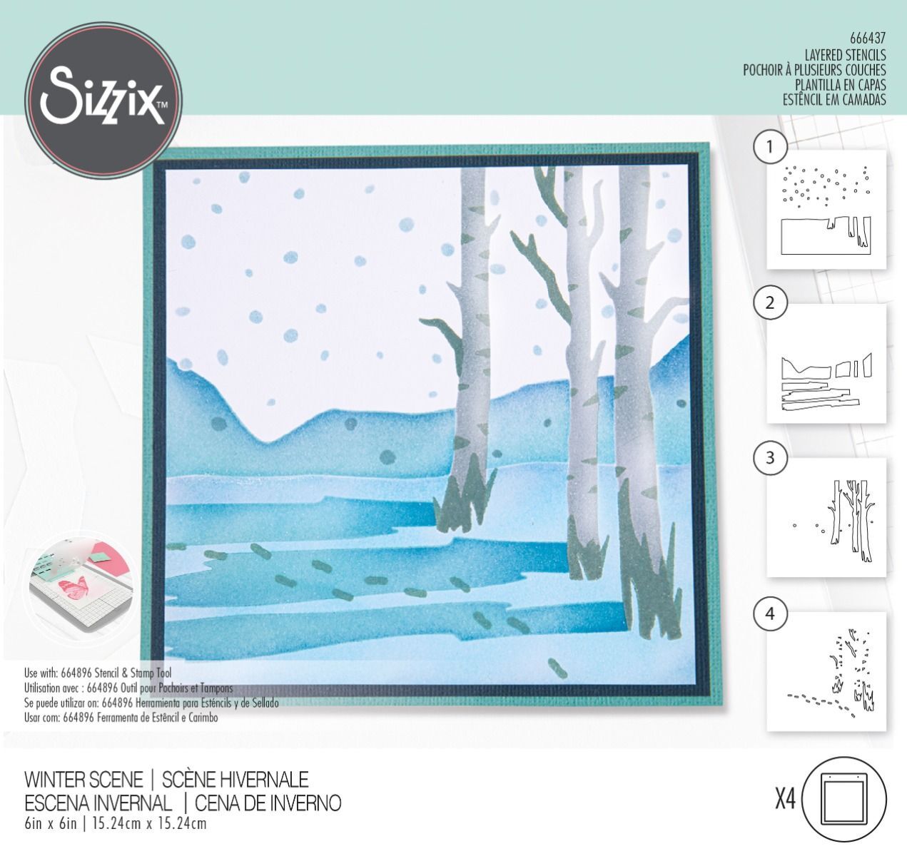 Sizzix Layered Stencils 4PK Winter Scenes