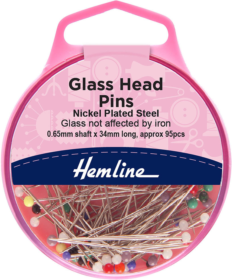 Pins Glass Head Nickel Plated Steel 0.65mm x 34mm 10gm 