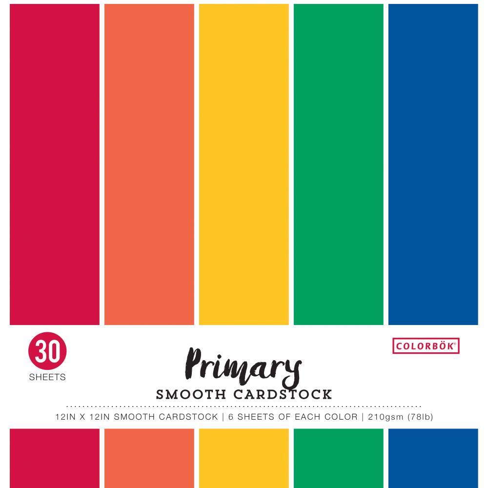 Colorbok 210gsm Smooth Cardstock 12x12 30 Pack Primary