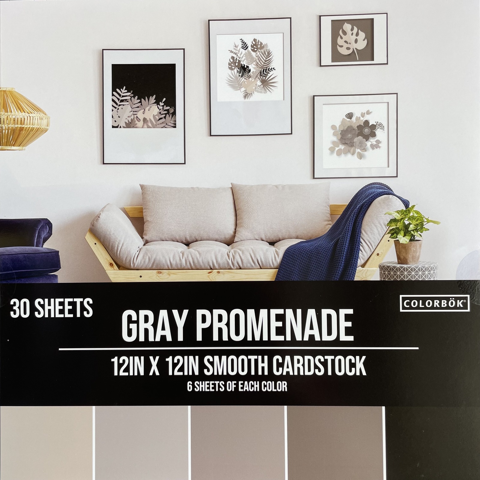 Colorbok 210gsm Smooth Cardstock 12x12 30 Pack Gray Promenade