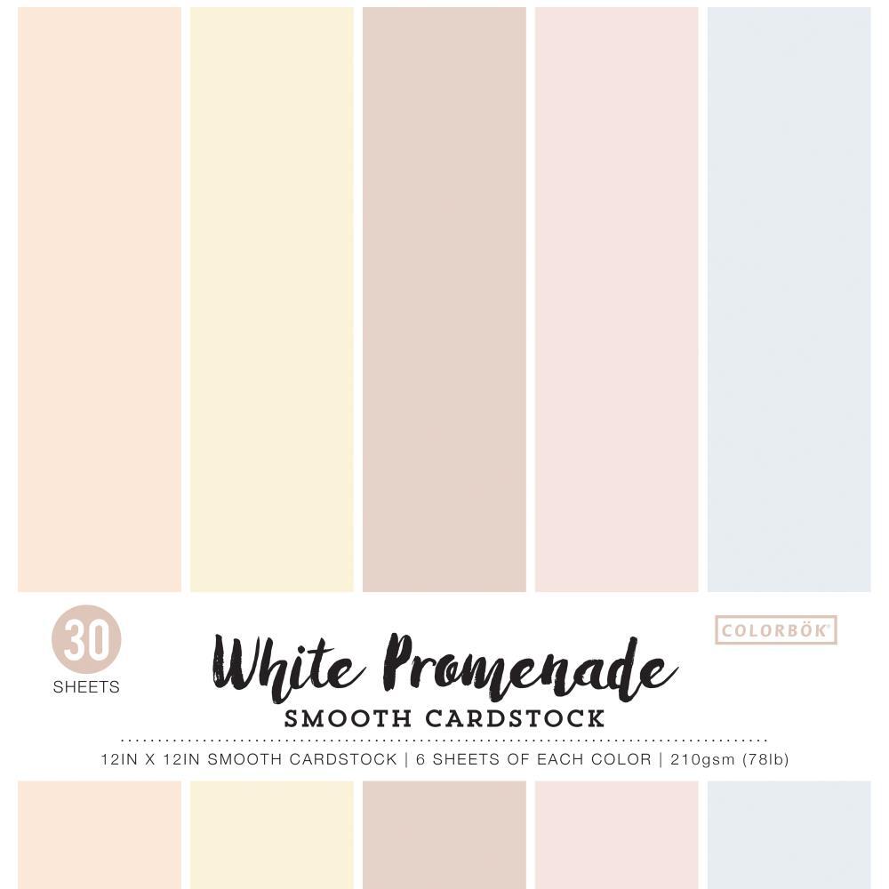 Colorbok 210gsm Smooth Cardstock 12x12 30 Pack White Promenade