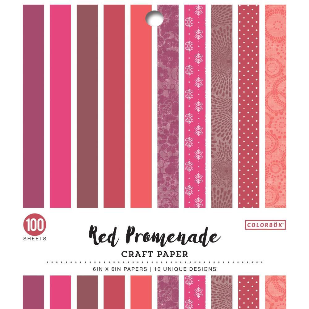 Colorbok Single-Sided Printed Craft Paper 6X6 100/Pkg Red Promenade