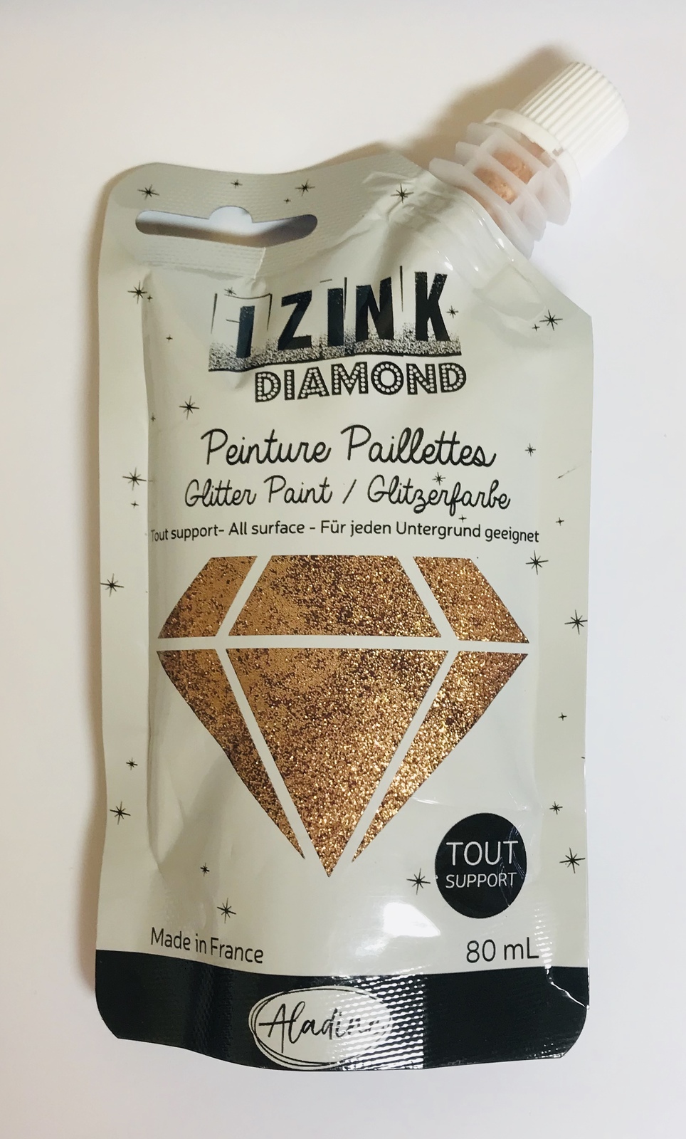 Izink Diamond Glitter Paint 80ml Dore Cuivre (Gold Copper)