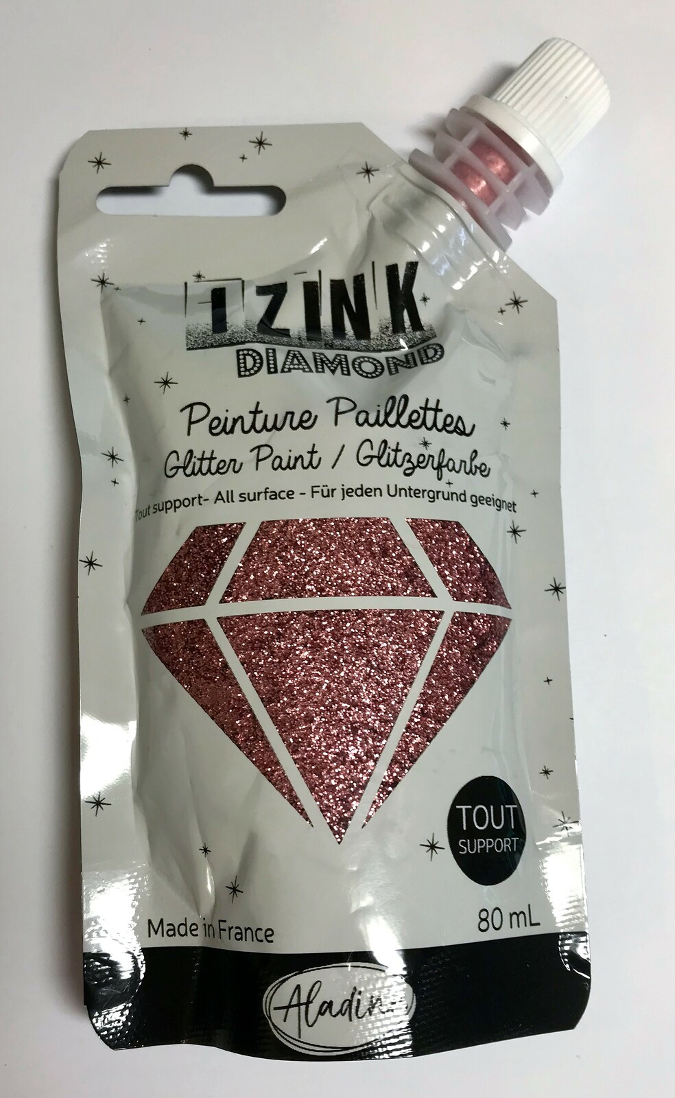 Izink Diamond Glitter Paint 80ml Rose Poudre (Powder Pink)