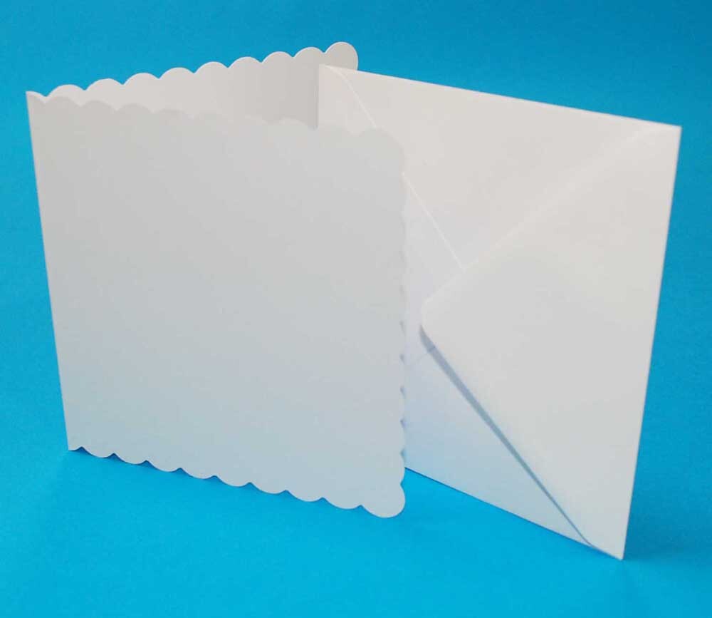 Craft UK Limited 50 Scallop White 6x6 inch Cards 300gsm and Envelopes