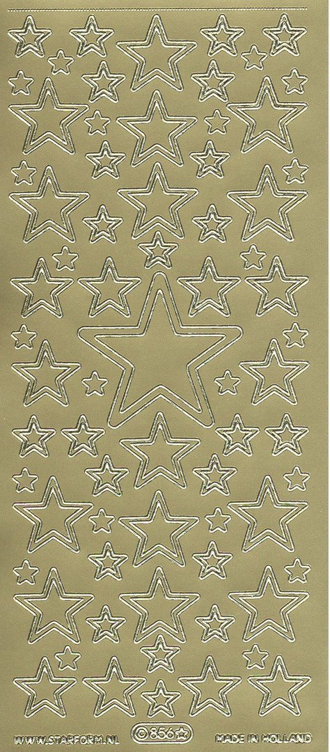 Starform Sticker Sheet 4 x 9 Inch Stars Large Gold