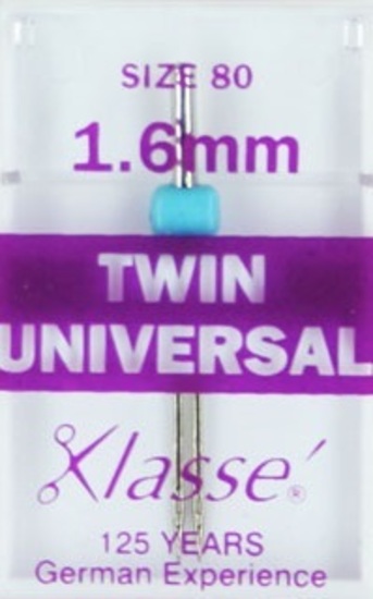 Klasse Universal Twin Needles 1.6mm Size 80/12 