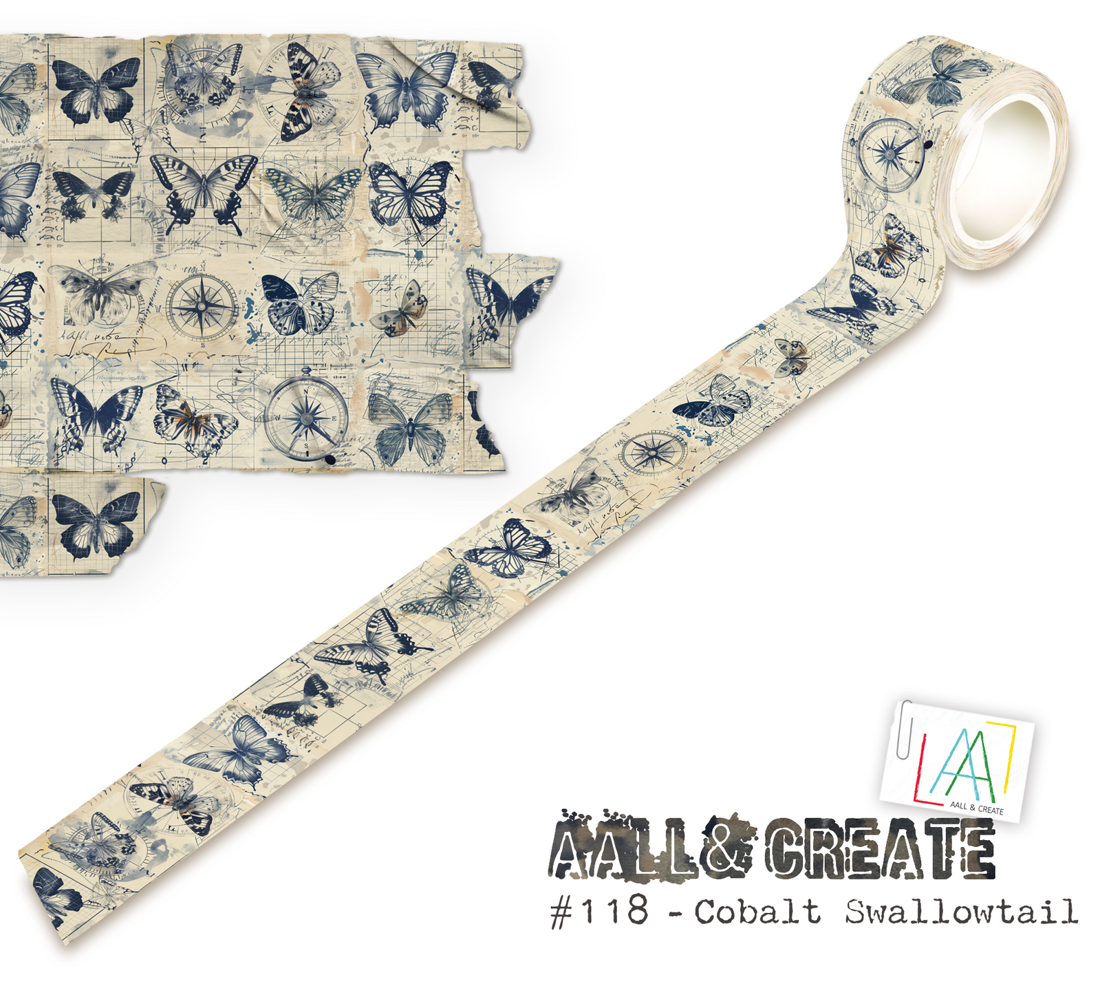 AALL & Create Washi Tape - Cobalt Swallowtail