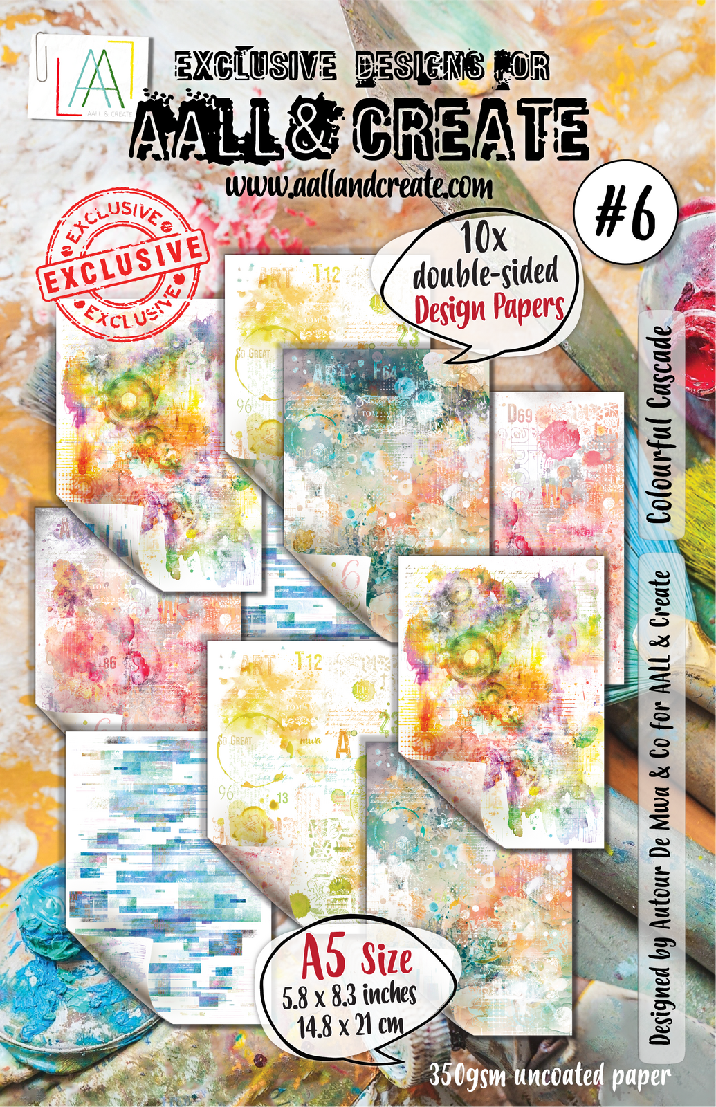 AALL & Create Colourful Cascade A5 Paper Pack - 10 Sheets