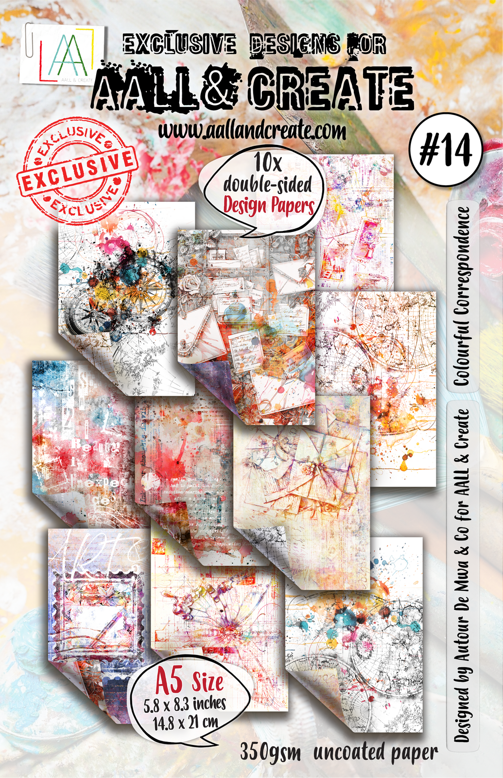 AALL & Create Colourful Correspondence A5 Paper Pack - 10 Sheets