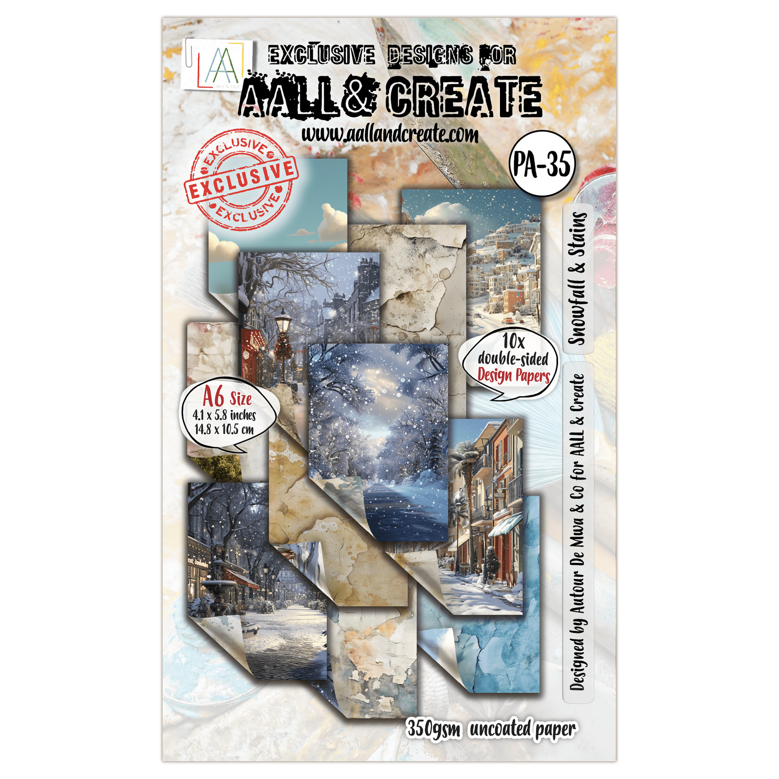 AALL & Create Snowfall & Stains A6 Paper Pack - 10 Sheets
