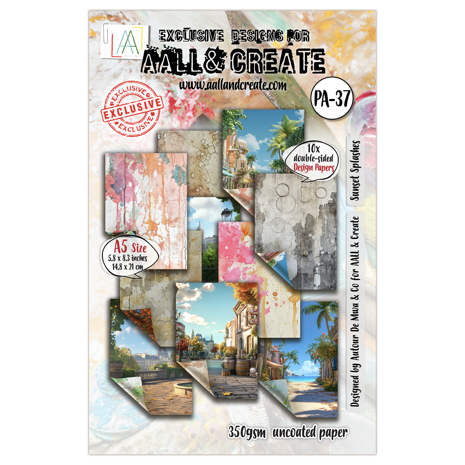 AALL & Create Sunset Splashes A5 Paper Pack - 10 Sheets
