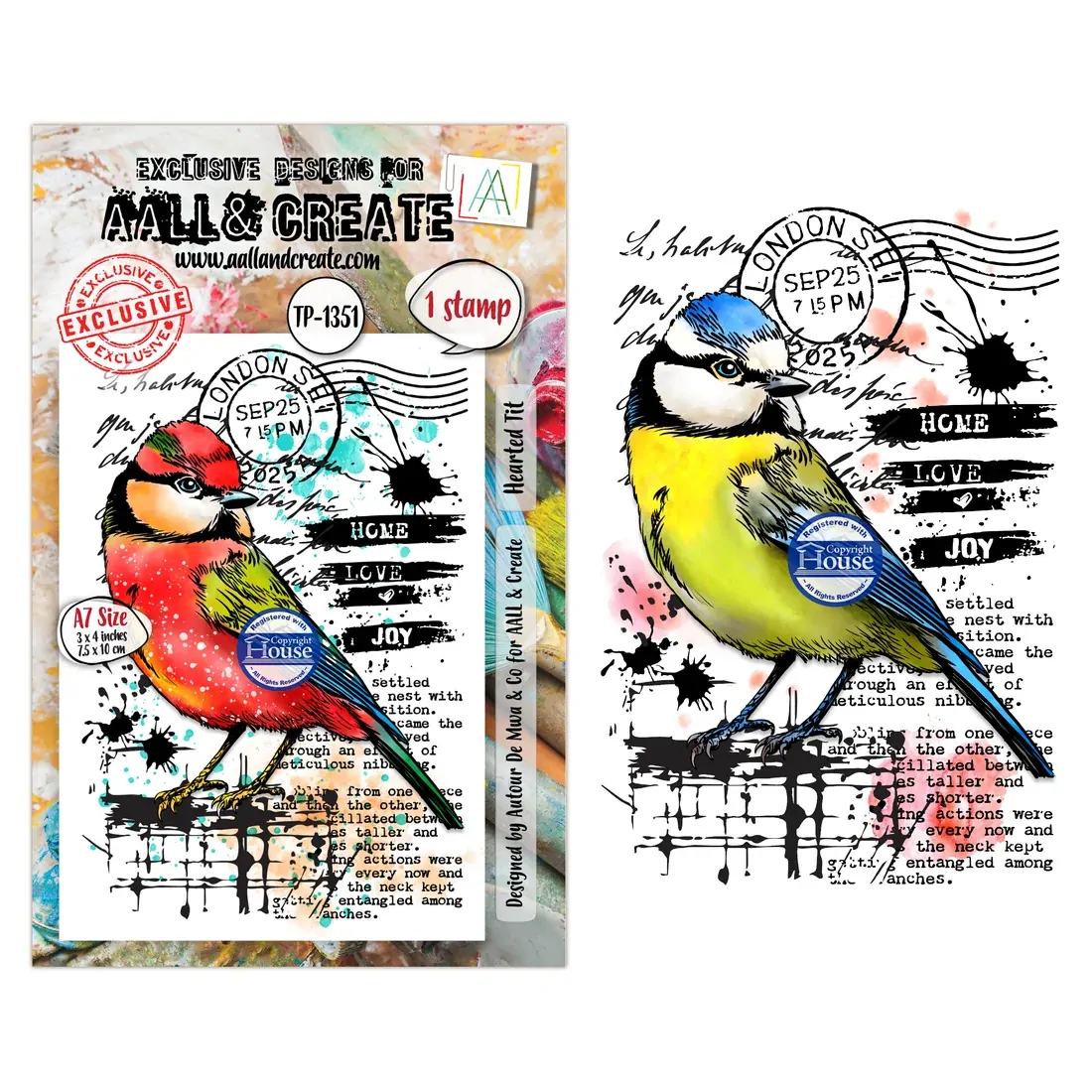 AALL & Create A7 Stamp Set - Hearted Tit