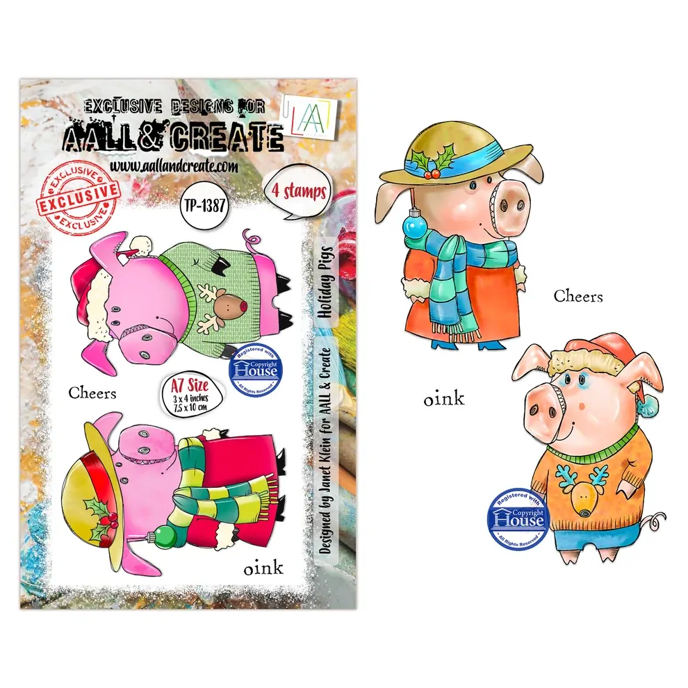 AALL & Create A7 Stamp Set - Holiday Pigs