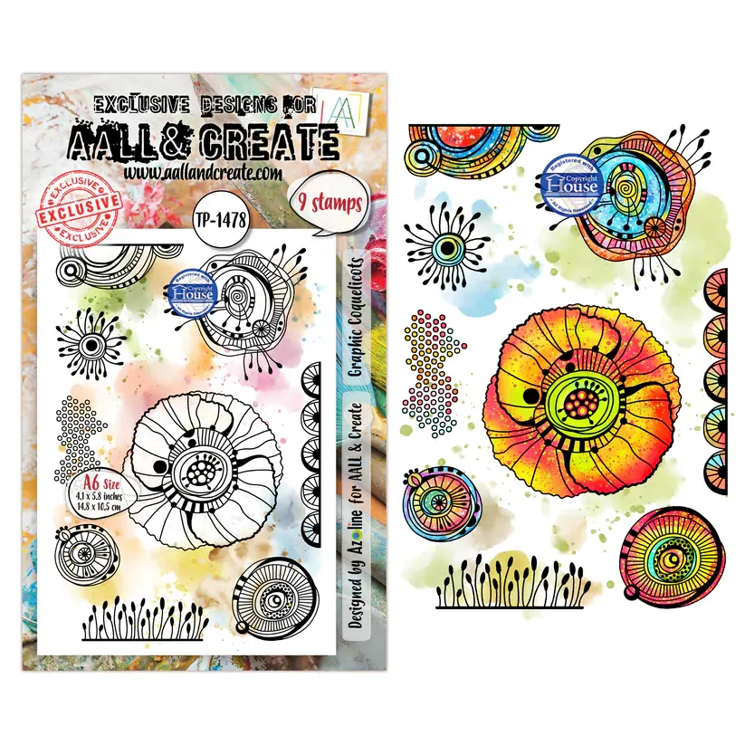 AALL & Create A6 Stamp Set - Graphic Coquelicots
