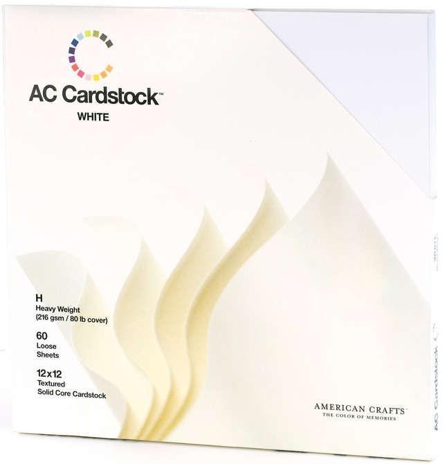 American Crafts 12x12 CARDSTOCK 60 Sheets 216gsm White