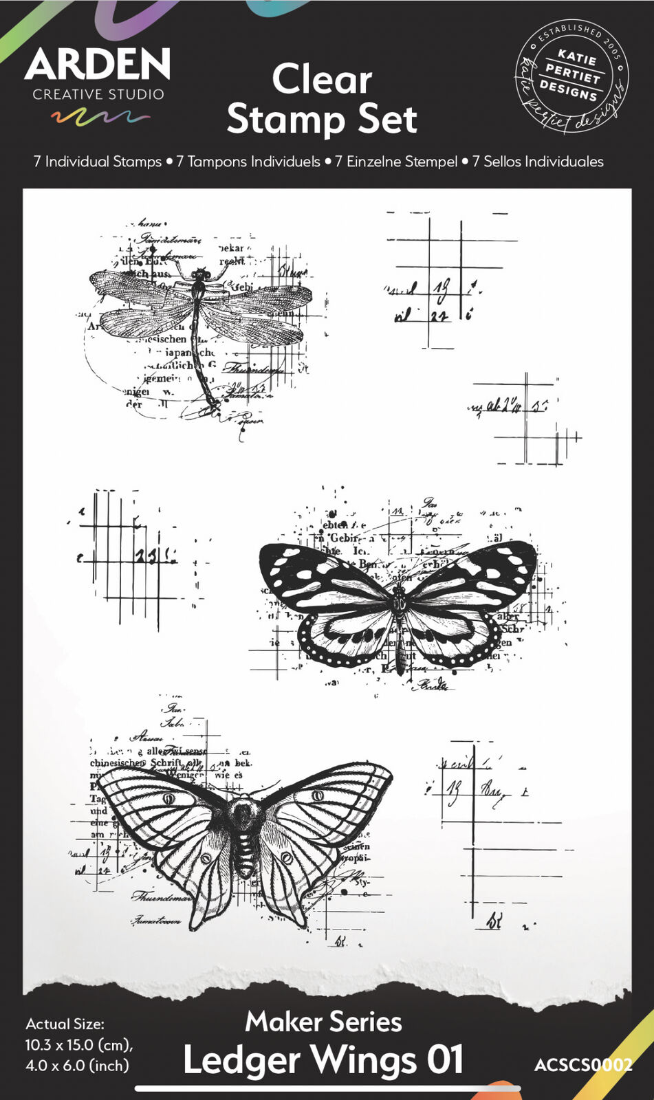 Arden Creative Clear Stamp Set - Hidden Creek - Ledger Wings 01