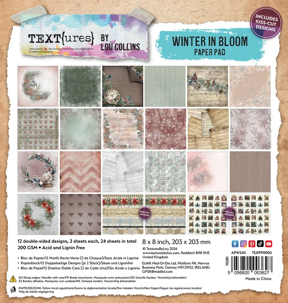 Arden Creative TEXT(ures) Winter In Bloom 8 x 8 Paper Pad