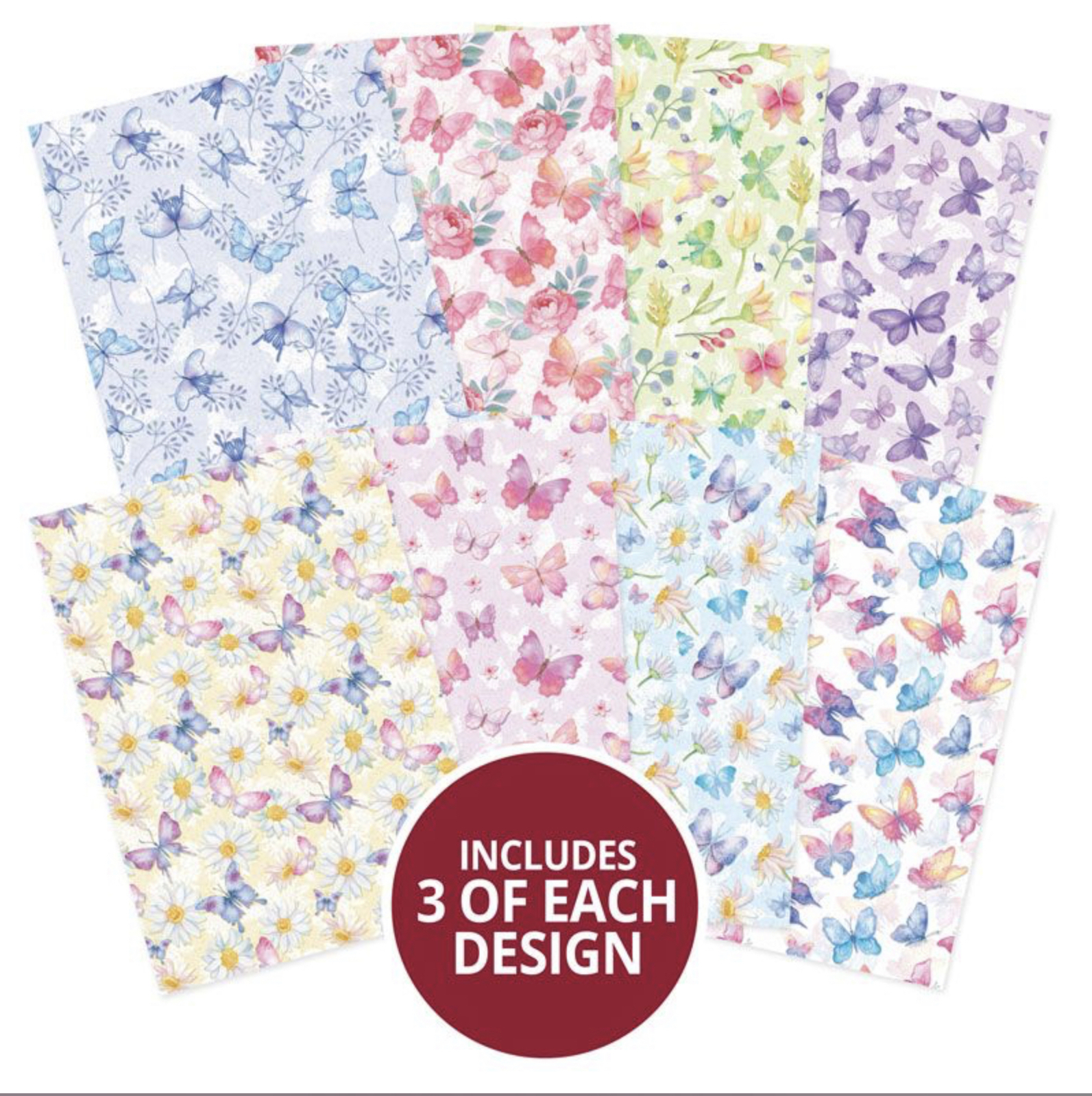 Hunkydory Crafts Adorable Scorable A4 Pattern Pack - Beautiful Butterflies