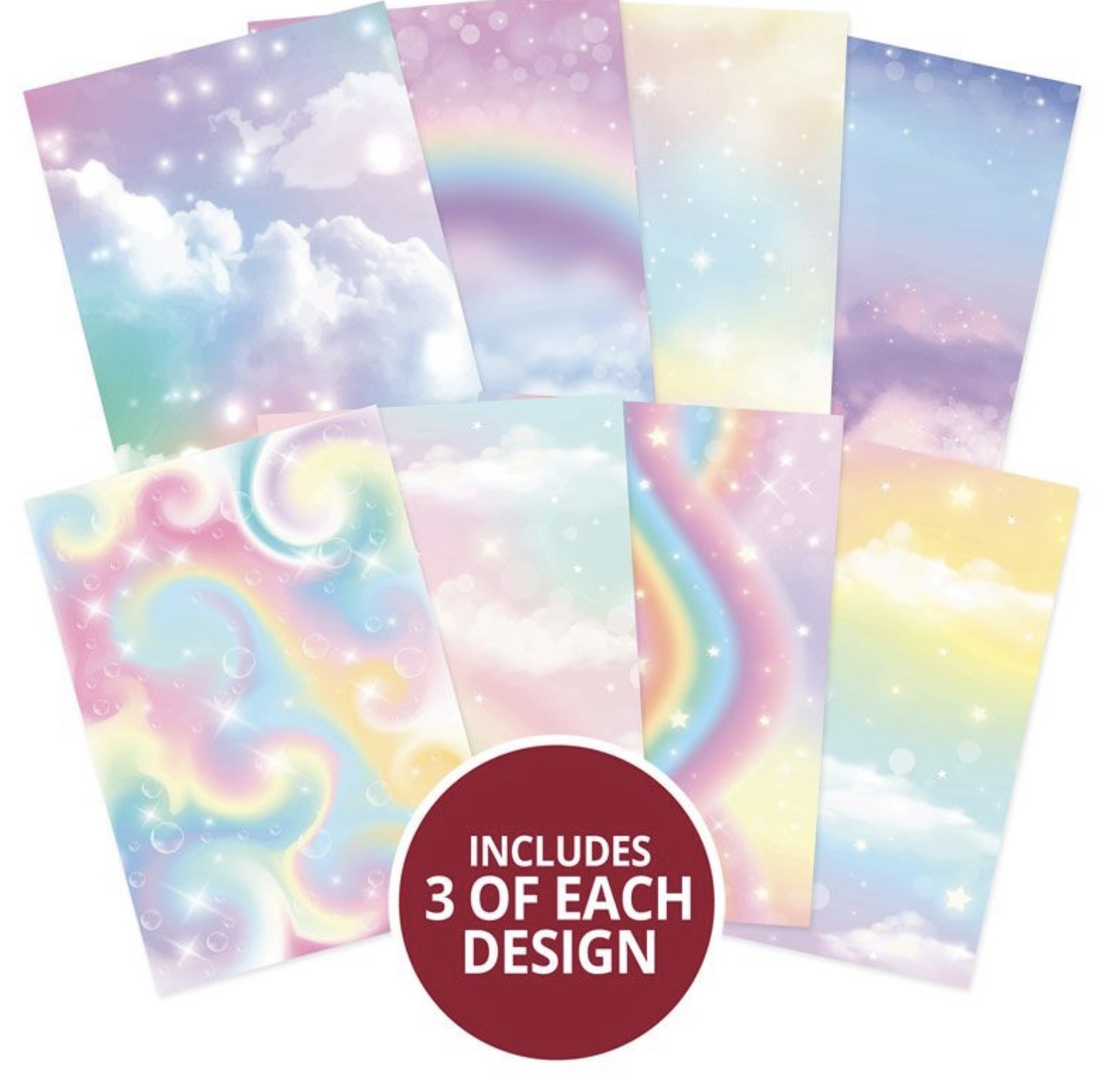 Hunkydory Crafts Adorable Scorable A4 Pattern Pack - Rainbow Skies