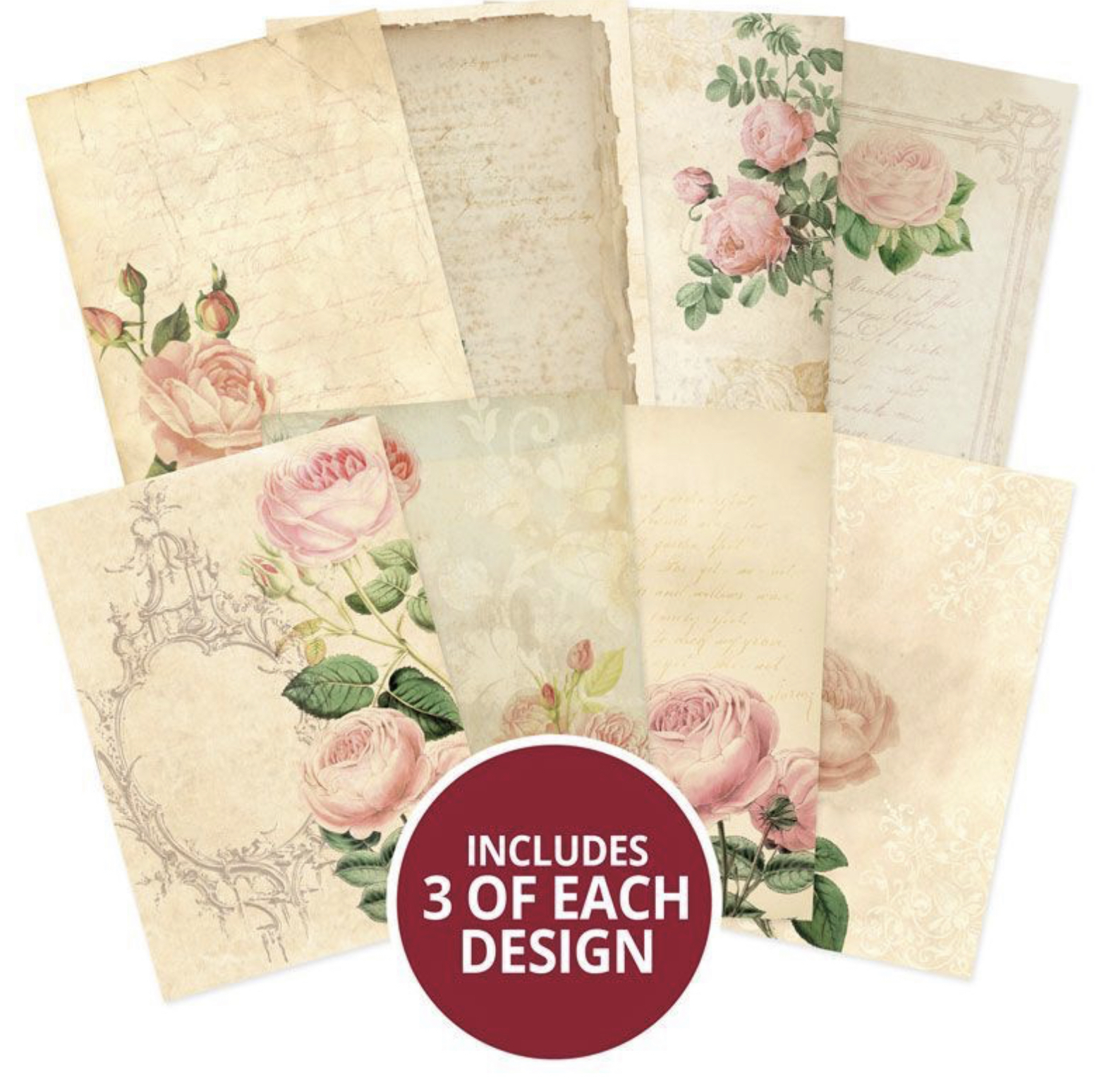 Hunkydory Crafts Adorable Scorable A4 Pattern Pack - Vintage Roses