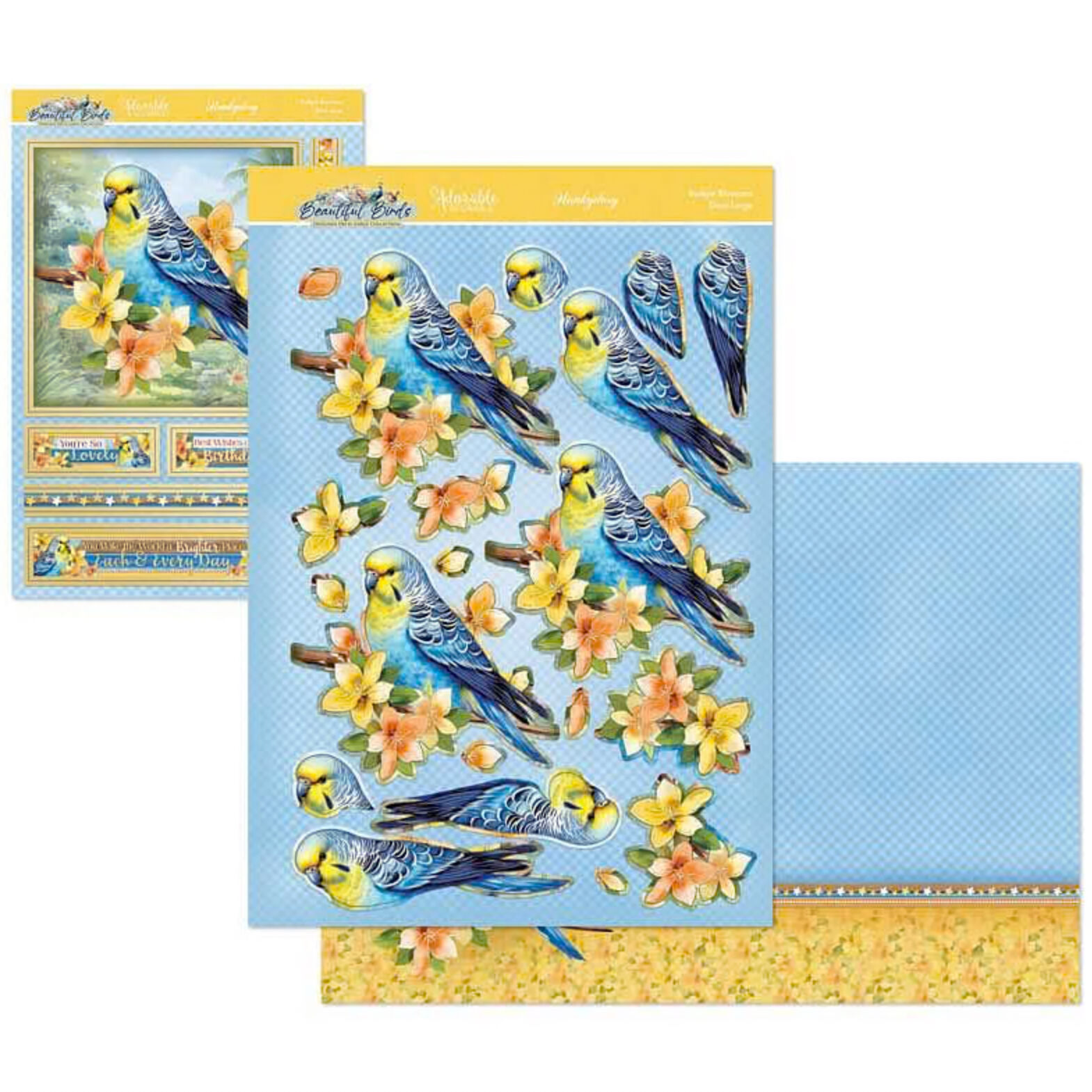 Hunkydory Crafts Beautiful Birds Deco-Large Set - Budgie Blossoms