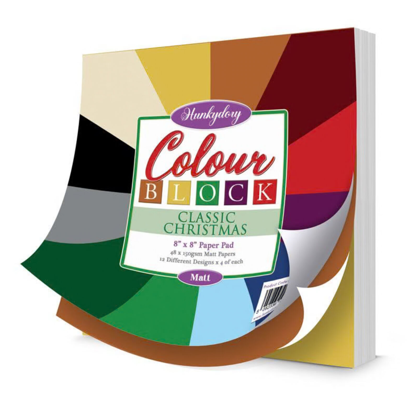 Hunkydory Crafts Colour Block Paper Pad - Classic Christmas - Matt