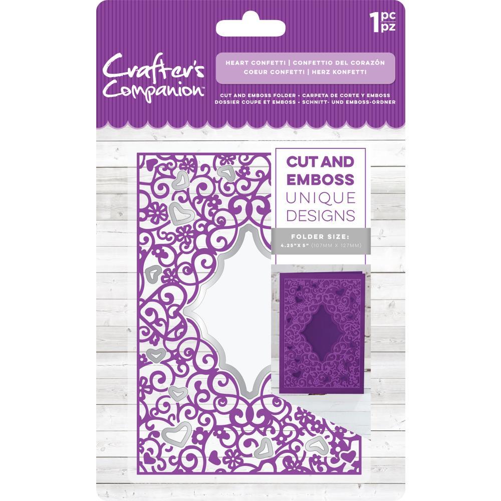 Crafter's Companion Cut and Emboss Folder 4.25 x 5.5 Heart Confetti