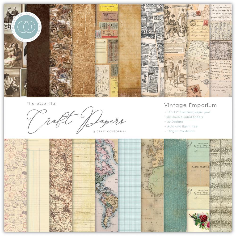 Craft Consortium Double-Sided Paper Pad 12X12 30/Pkg Vintage Emporium