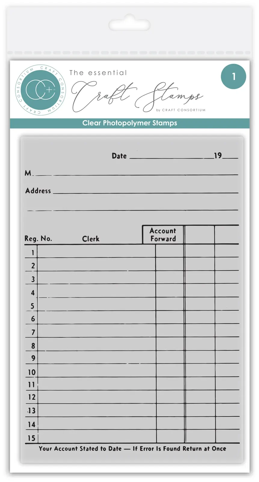 Craft Consortium Old Ledger A6 Clear Stamp Set