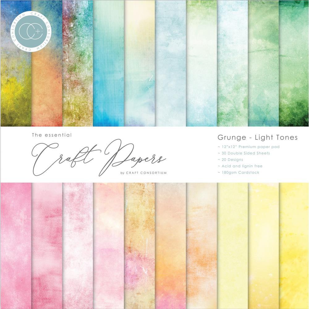 Craft Consortium Double-Sided Paper Pad 12X12 30/Pkg Grunge-Light Tones