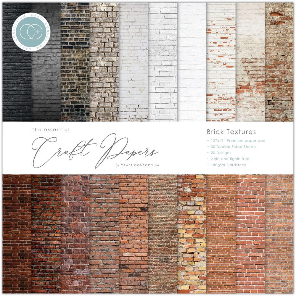 Craft Consortium Double-Sided Paper Pad 12X12 30/Pkg Brick Textures