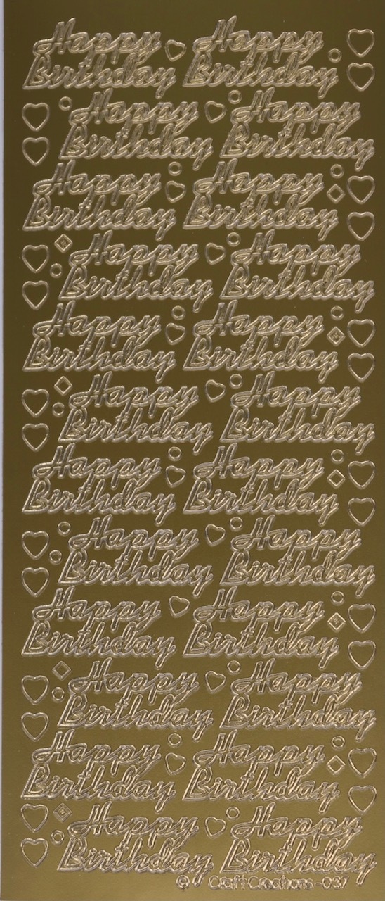 Happy Birthday Self Adhesive Peel Off Stickers GOLD