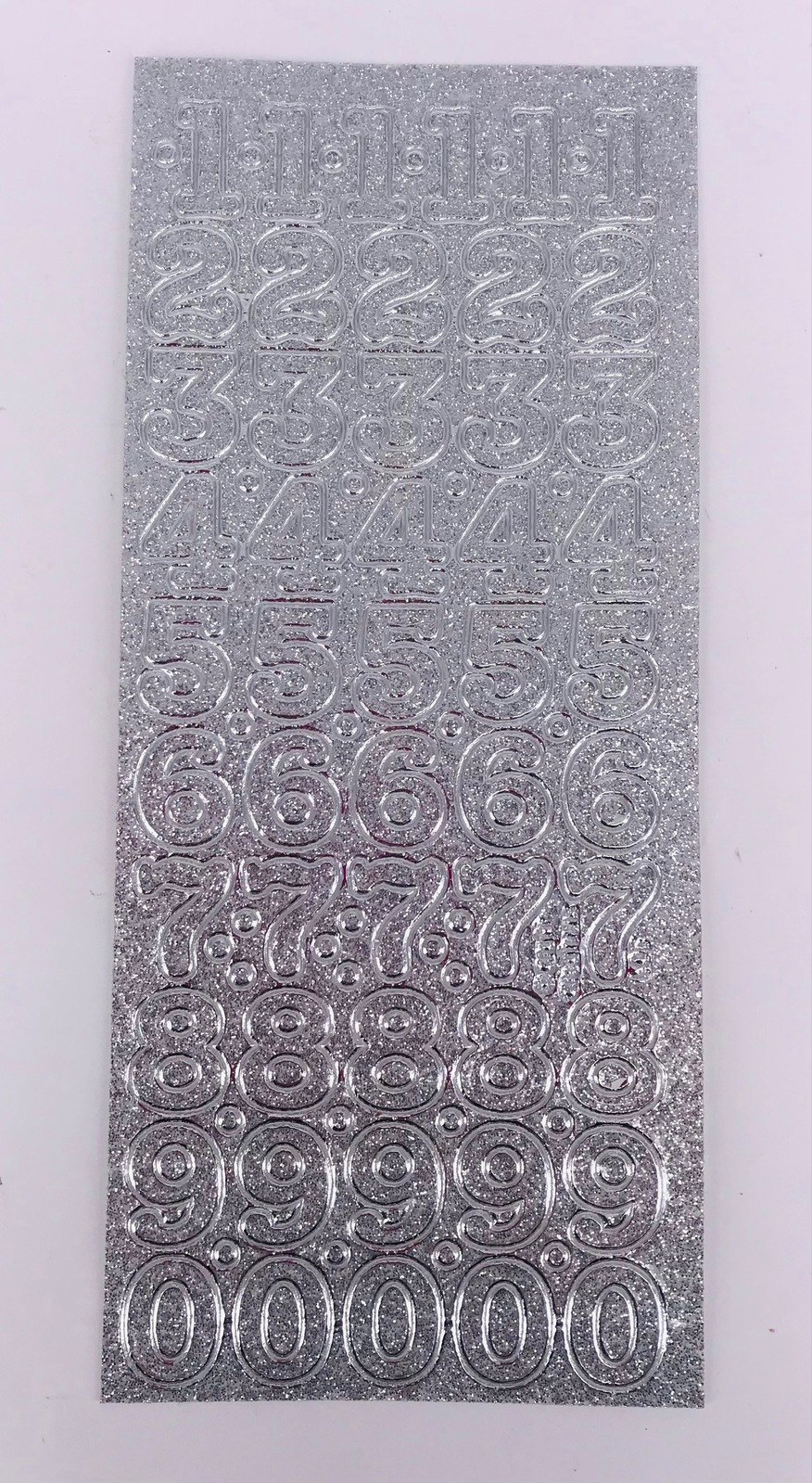 20mm Numbers Self Adhesive Peel Off Stickers SILVER GLITTER