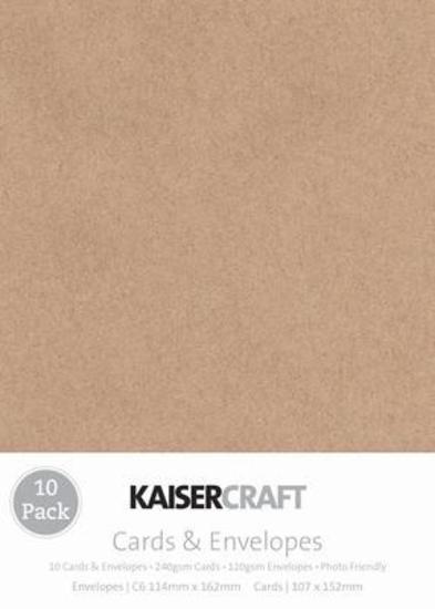 10 Kraft A6 Cards and Envelopes 240gsm 