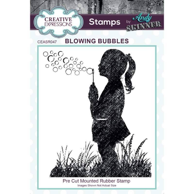Creative Expressions Andy Skinner Blowing Bubbles 3.2in x 4in Rubber Stamp