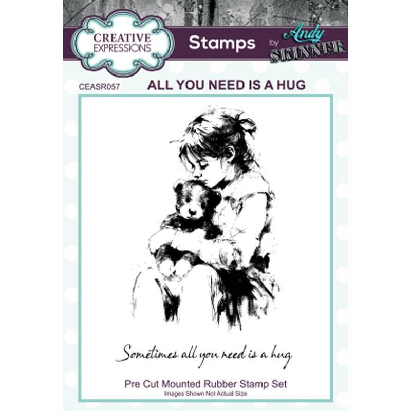 Creative Expressions Andy Skinner All You Need is a Hug 3.5in x 5.25in Pre-Cut Rubber Stamp