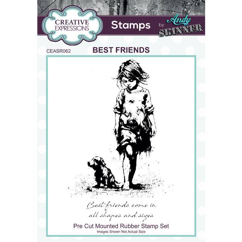 Creative Expressions Andy Skinner Best Friends 3.5in x 5.25in Pre-Cut Rubber Stamp