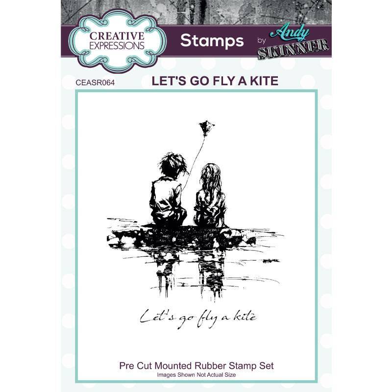 Creative Expressions Andy Skinner Let’s Go Fly a Kite 3.5in x 5.25in Pre-Cut Rubber Stamp