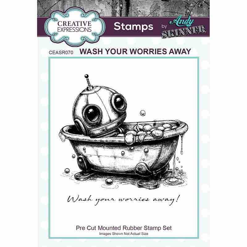 Creative Expressions Andy Skinner Wash Your Worries Away 4.2 in x 3.8 in Pre-Cut Rubber Stamp
