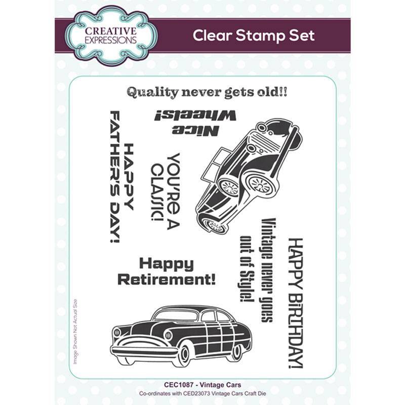 Creative Expressions Clear Stamp - 6in x 8in - Vintage Cars - CEC1087