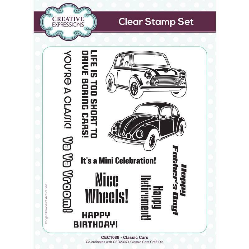 Creative Expressions Clear Stamp - 6in x 8in - Classic Cars - CEC1088