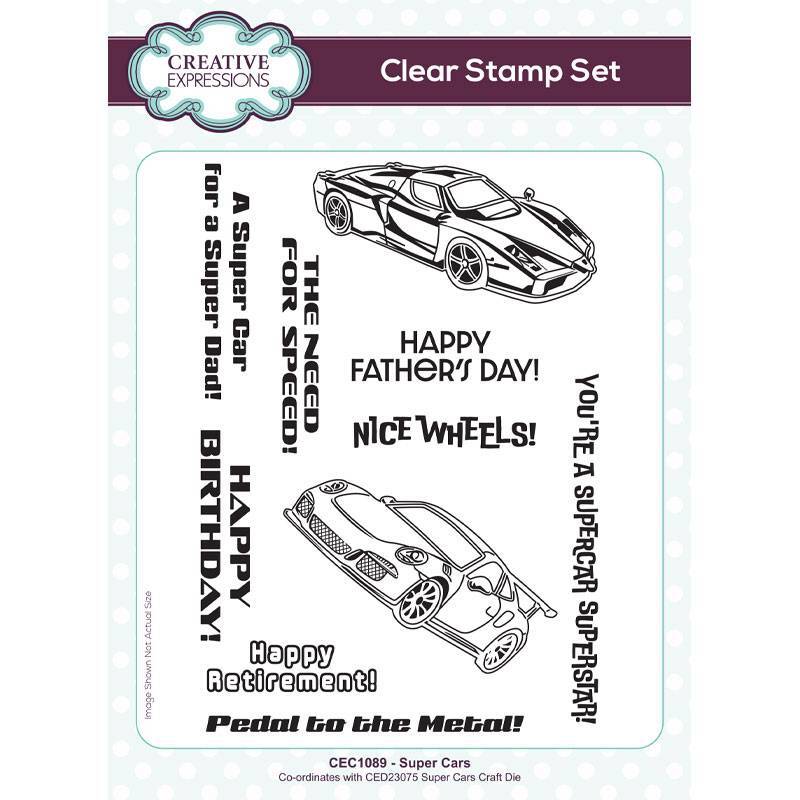 Creative Expressions Clear Stamp - 6in x 8in - Super Cars - CEC1088