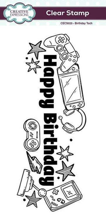 Birthday Tech DL Clear Stamp By Creative Expressions